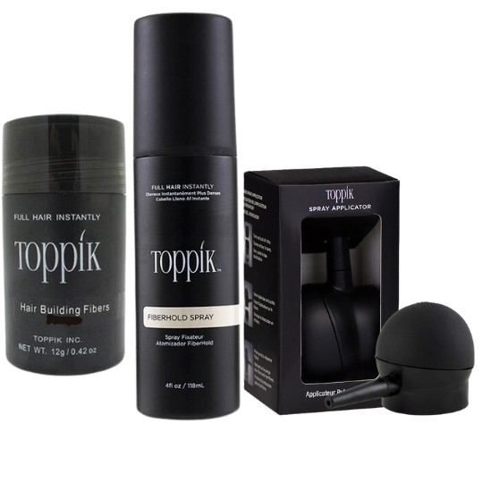 3 IN 1 Deal Toppik Hair Fibers 12g Black + Applicator + Toppik Hair Hold Spray